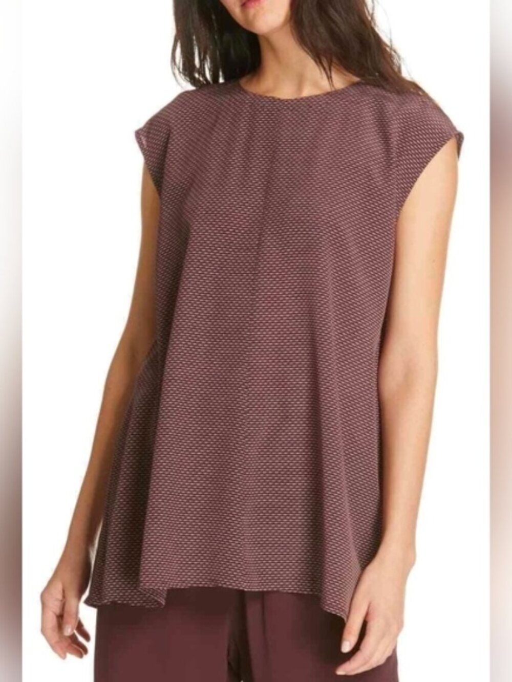 Eileen Fisher Cassis Silk Sleeveless Blouse Maroon Womens XL NWOT